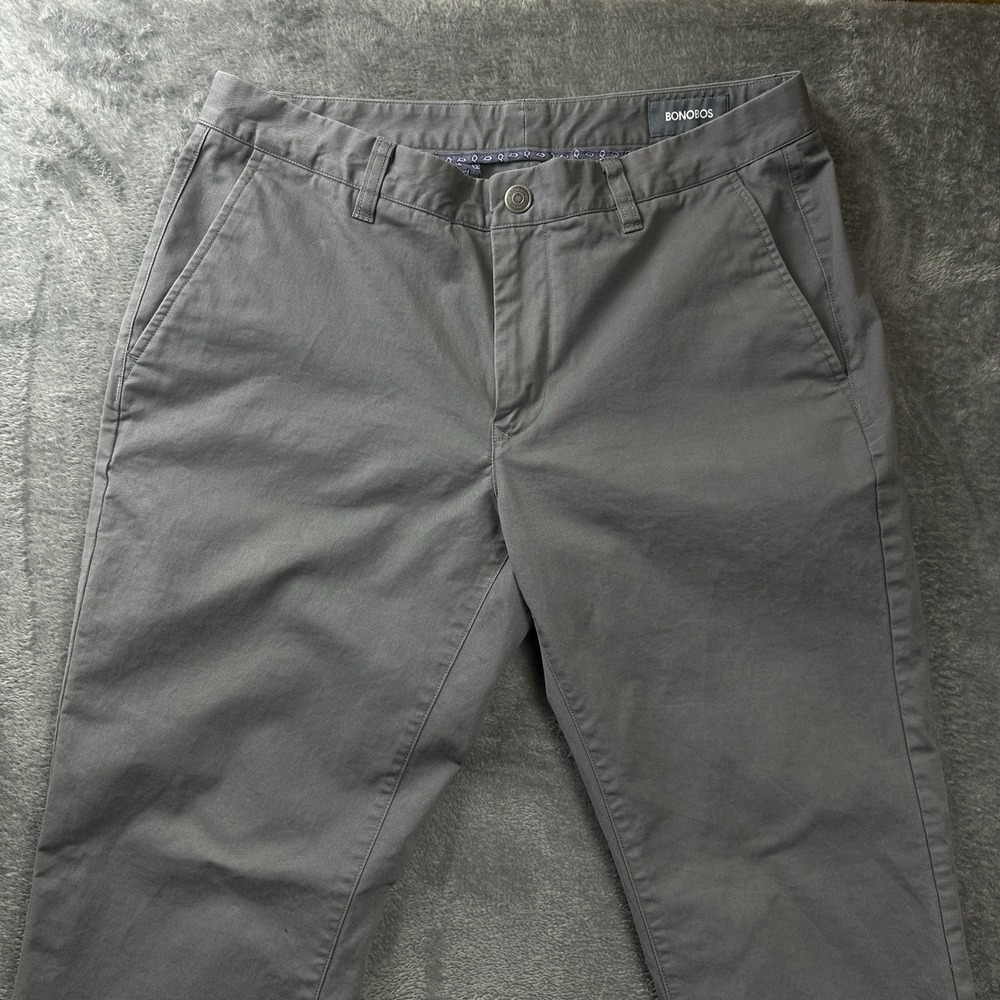 Bonobos Chino Pants Tailored Mens 32x30 Gray Stretch Cotton Casual Trousers